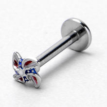 Load image into Gallery viewer, 16G 5/16 Patriotic Pinwheel Labret Monroe Tragus
