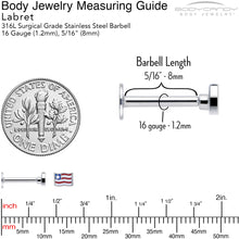 Load image into Gallery viewer, 16G 5/16 Patriotic Flag Labret Monroe Tragus
