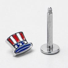 Load image into Gallery viewer, 16G 5/16 Patriotic Uncle Sam Top Hat Labret Monroe Tragus
