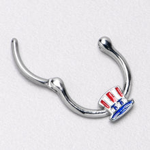 Load image into Gallery viewer, 16G 3/8 Patriotic Uncle Sam Top Hat Cartilage Clicker
