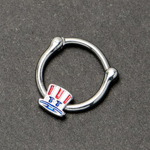Load image into Gallery viewer, 16G 3/8 Patriotic Uncle Sam Top Hat Cartilage Clicker
