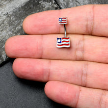 Load image into Gallery viewer, Patriotic Flag Double Mount Belly Ring
