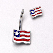 Load image into Gallery viewer, Patriotic Flag Double Mount Belly Ring
