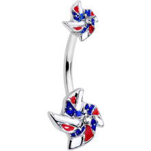 将图片加载到图库查看器，Patriotic Pinwheel Double Mount Belly Ring
