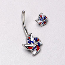 将图片加载到图库查看器，Patriotic Pinwheel Double Mount Belly Ring

