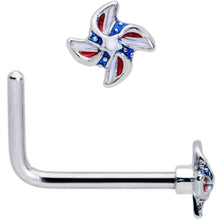 将图片加载到图库查看器，20G 7mm Patriotic Pinwheel L Shape Nose Ring
