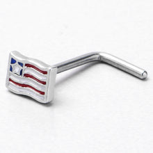 将图片加载到图库查看器，20G 7mm Patriotic Flag L Shape Nose Ring
