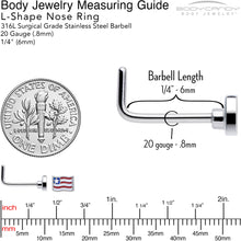 将图片加载到图库查看器，20G 7mm Patriotic Flag L Shape Nose Ring
