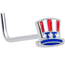 Load image into Gallery viewer, 20G 7mm Patriotic Uncle Sam Top Hat L Shape Nose Ring
