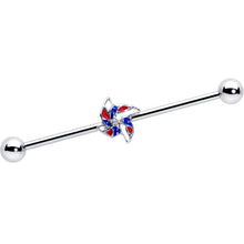 Load image into Gallery viewer, 14G Patriotic Pinwheel Industrial Barbell 38mm
