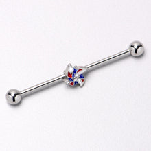 Load image into Gallery viewer, 14G Patriotic Pinwheel Industrial Barbell 38mm
