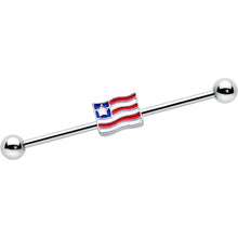 Load image into Gallery viewer, 14G Patriotic Flag Industrial Barbell 38mm
