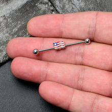 Load image into Gallery viewer, 14G Patriotic Flag Industrial Barbell 38mm

