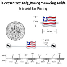 Load image into Gallery viewer, 14G Patriotic Flag Industrial Barbell 38mm
