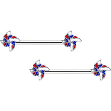 Load image into Gallery viewer, 14G 9/16 Patriotic Pinwheel Barbell Nipple Ring Set
