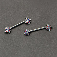 Load image into Gallery viewer, 14G 9/16 Patriotic Pinwheel Barbell Nipple Ring Set
