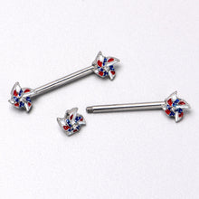 Load image into Gallery viewer, 14G 9/16 Patriotic Pinwheel Barbell Nipple Ring Set

