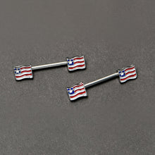 Load image into Gallery viewer, 14G 9/16 Patriotic Flag Barbell Nipple Ring Set

