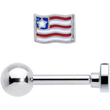 Load image into Gallery viewer, 16G 1/4 Patriotic Flag Cartilage Tragus Earring
