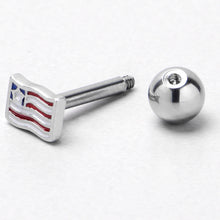 Load image into Gallery viewer, 16G 1/4 Patriotic Flag Cartilage Tragus Earring
