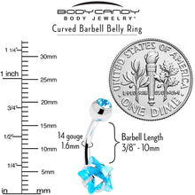 Load image into Gallery viewer, Blue CZ Gem Internally Threaded Simply Star Belly Ring
