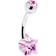 Load image into Gallery viewer, Pink CZ Gem Internally Threaded Simply Star Belly Ring
