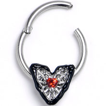 Load image into Gallery viewer, 16G 3/8 Red Gem Captured Heart Hinged Segment Ring

