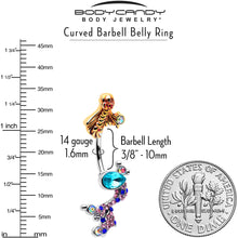 Load image into Gallery viewer, Aurora Gem Abstract Mermaid Double Mount Belly Ring
