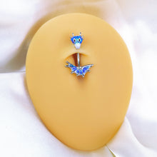 将图片加载到图库查看器，Sea Monster Glitter Blue Double Mount Belly Ring
