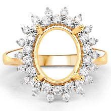 将图片加载到图库查看器，0.79 Carat Genuine White Diamond 14K Yellow Gold Semi Mount Ring - holds 11x9mm Oval Gemstone

