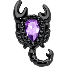 将图片加载到图库查看器，20G 7mm Purple Gem Black Goth Scorpion L Shape Nose Ring
