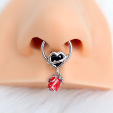 Load image into Gallery viewer, 16G 3/8 Barbed Heart Dangle Hinged Segment Ring
