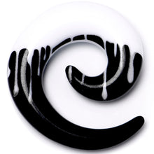 将图片加载到图库查看器，0G Black White Reverse Drip Acrylic Spiral Taper Set
