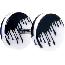 Load image into Gallery viewer, 16G White Black Drip Acrylic Cheater Plug Set
