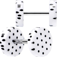 Load image into Gallery viewer, 16G White Acrylic Polka Dots Black Cheater Plug Set
