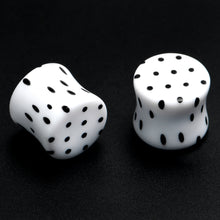 Load image into Gallery viewer, White Acrylic Retro Dots Black Double Flare Plug Set  6mm to 20mm Sizes
