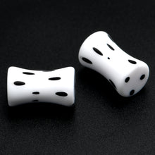 Load image into Gallery viewer, White Acrylic Retro Dots Black Double Flare Plug Set  6mm to 20mm Sizes
