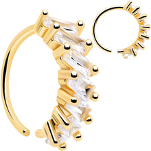 Load image into Gallery viewer, 20G 5/16 Gold Toned Princess Cubic Zirconia Bendable Hoop
