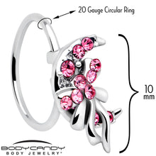 Load image into Gallery viewer, 20G 5/16 Pink Gem Cartilage Helix Hoop Earring
