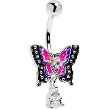 将图片加载到图库查看器，Clear Yellow Green Gem Exotic Butterfly Dangle Belly Ring
