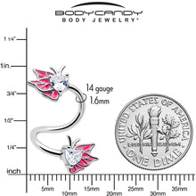 Load image into Gallery viewer, Clear Gem Butterflies Pink Spiral Twister Belly Ring
