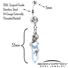 Load image into Gallery viewer, Clear Gem Mermaid Rider Dangle Belly Ring
