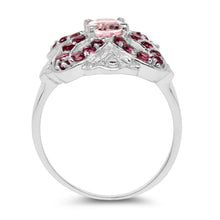 Load image into Gallery viewer, 1.82 Carat Genuine Morganite &amp; Rhodolite .925 Sterling Silver Ring
