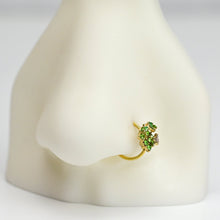 Load image into Gallery viewer, 20G 5/16 Green Gem Gold Tone Butterfly Grapes Nose Hoop
