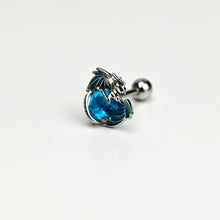Load image into Gallery viewer, 16G 5/16 Blue CZ Gem Heart Of Dragon Cartilage Tragus Earring
