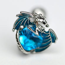 Load image into Gallery viewer, 16G 5/16 Blue CZ Gem Heart Of Dragon Cartilage Tragus Earring

