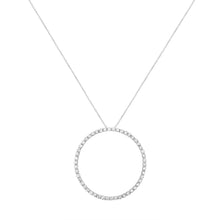 Load image into Gallery viewer, .925 Sterling Silver 4 cttw Prong Set, Round-Cut Diamond Open Circle Hoop 18" Pendant Necklace (J-K Color, I1-I2 Clarity)
