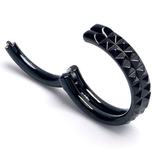 Load image into Gallery viewer, 16G 5/16 BlackPVD Pyramid Cut Double Hoop 316L Surgical Steel Hinged Segment Ring
