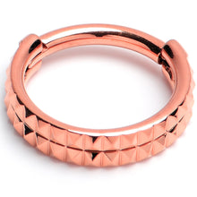 Load image into Gallery viewer, 16G 5/16 Rose Gold PVD Pyramid Cut Double Hoop 316L Surgical Steel Hinged Segment Ring
