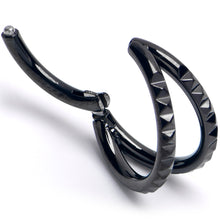Load image into Gallery viewer, 16G 5/16" Black PVD Double Spike Precision Hinged Segment Ring
